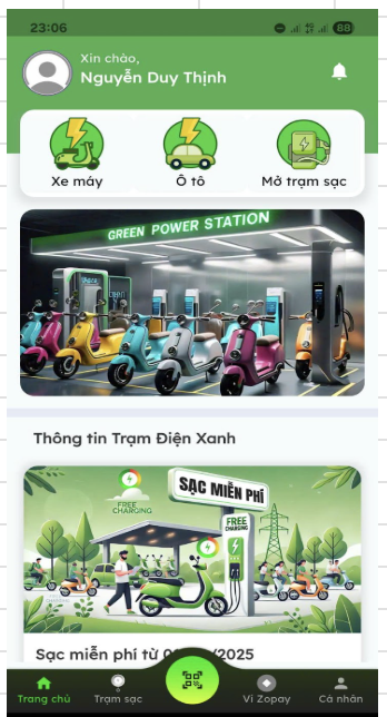 Bản đồ trạm dịch vụ EvPOS với trạng thái trụ sạc realtime